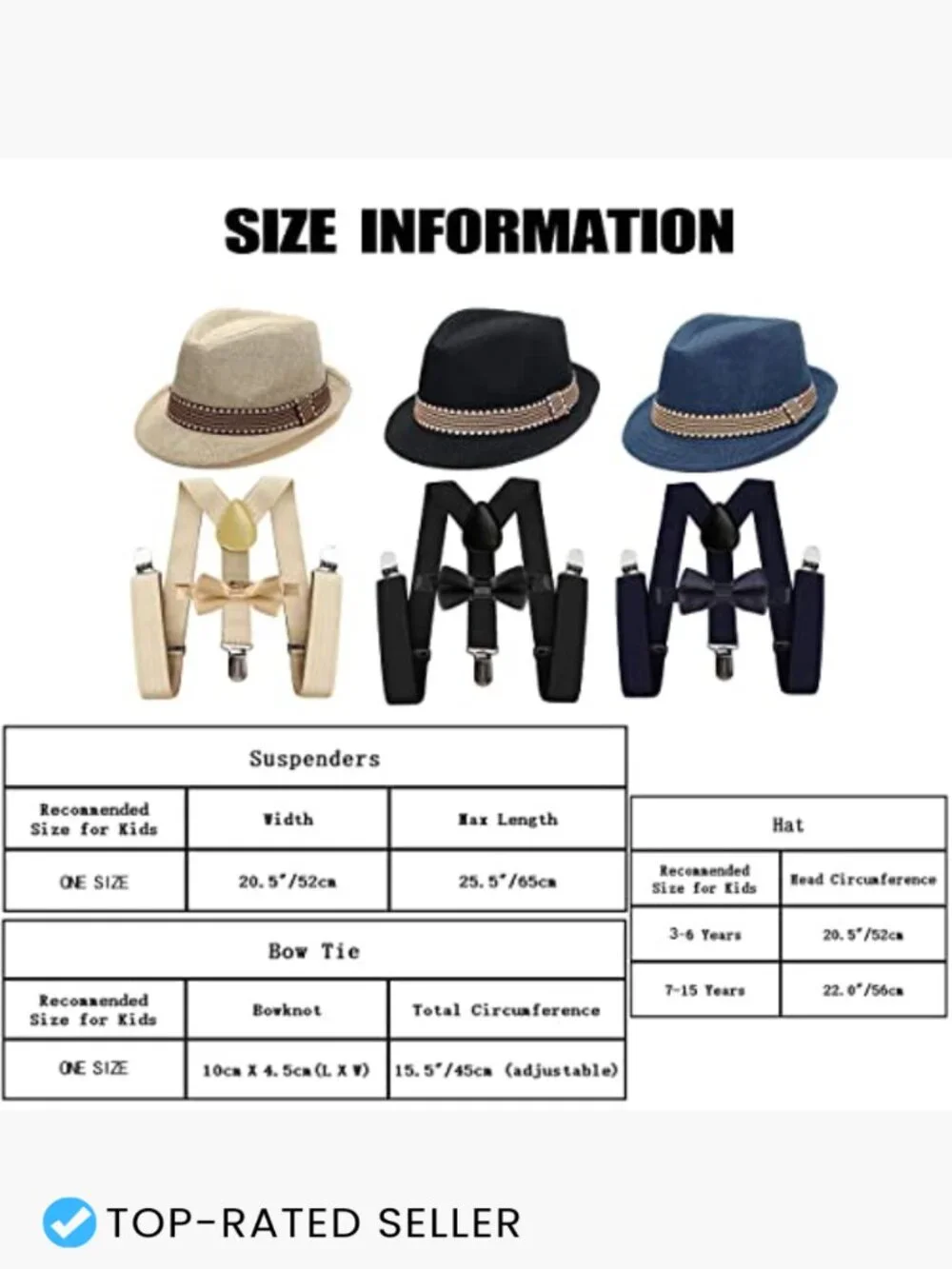 Kids 1920s Gangster Costume Accessories Fedora Hat Suspenders Bow Tie Set